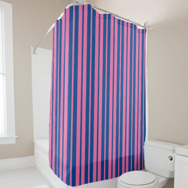Pink Blue Stylish Stripes Pattern Design  Duschvorhang (Von Creator hochgeladen)