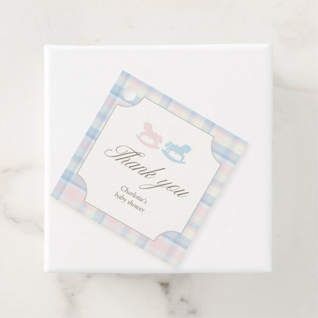 Pink Blue Teddy Bear Square Gender Reveal Geschenkanhänger (Beispiel)