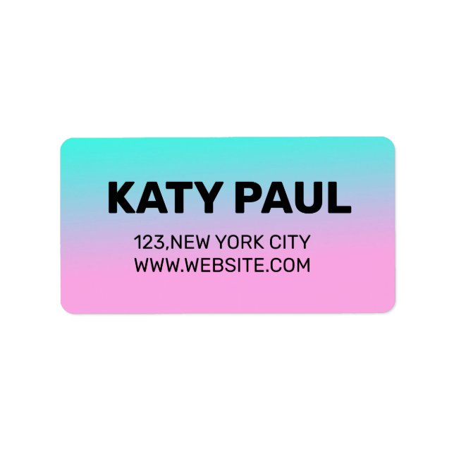 PINK BLUE TEXTURE EINFACHE MINIMAL-TEXT-STIL ADRESSAUFKLEBER (Vorne)