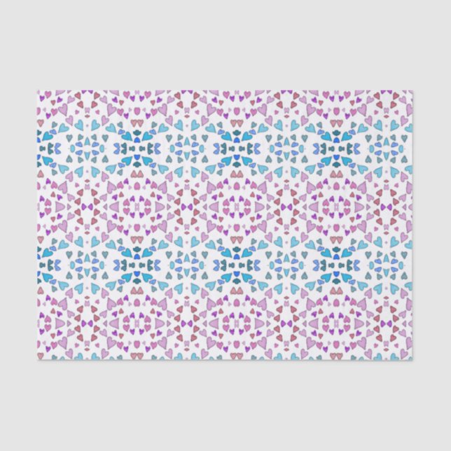 Pink Blue Tiny Hearts Seidenpapier (Vorderseite)