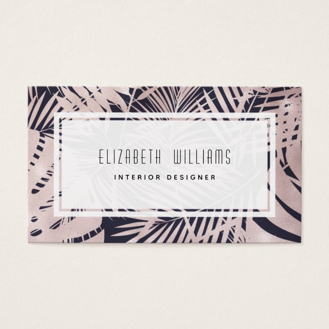 Pink Blue Tropical Interior Designer Business Card (Vorderseite)