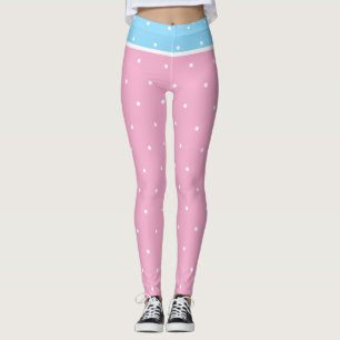 Pink Blue und White Polka Dots Leggings