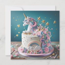 PINK & BLUE UNICORN DECORATED KINDERGEBURTSTAG CAK KARTE