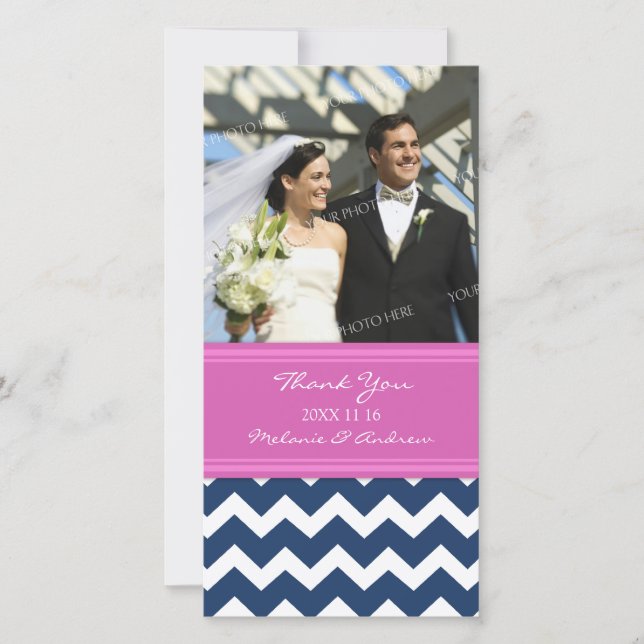 Pink Blue Vielen Dank für Ihre Hochzeit Foto Cards Dankeskarte (Vorderseite)