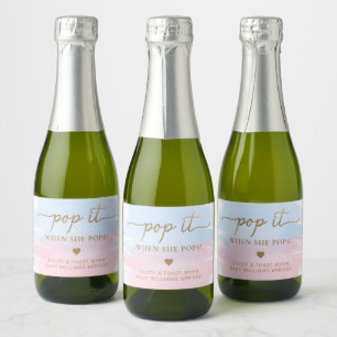 Pink Blue Watercolor Baby Dusche Sparkling Wein L