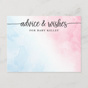Pink & Blue Watercolor Babyberatung und Wunschkart Postkarte
