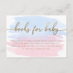 Pink Blue Watercolor Books beantragen Einsteckkart Begleitkarte