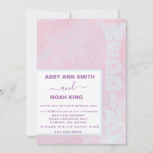 Pink Blue Watercolor Hochzeit Einladung Minimalist