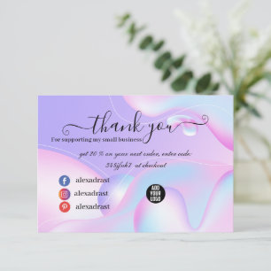 PINK & Blue Watercolor Holographic Design Beauty Dankeskarte