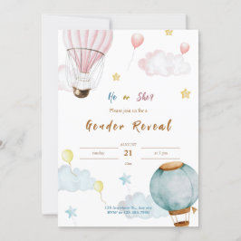 Pink Blue Watercolor Illustrative Gender Reveal Einladung
