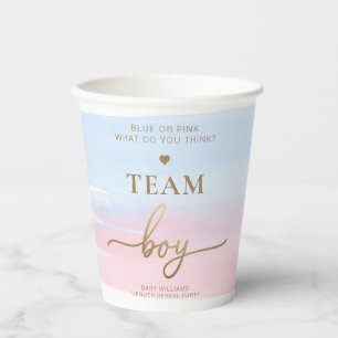 Pink Blue Watercolor Team Girl Team Boy Pappbecher