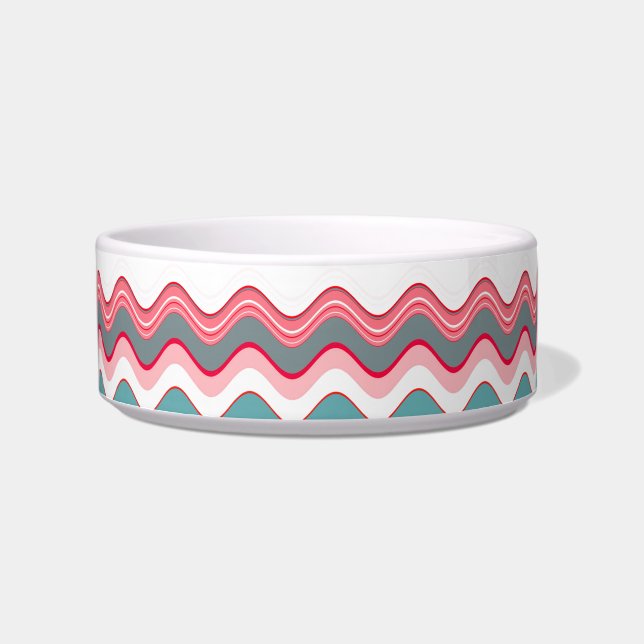 Pink Blue Wavy Zigzag Muster Napf (Vorderseite)