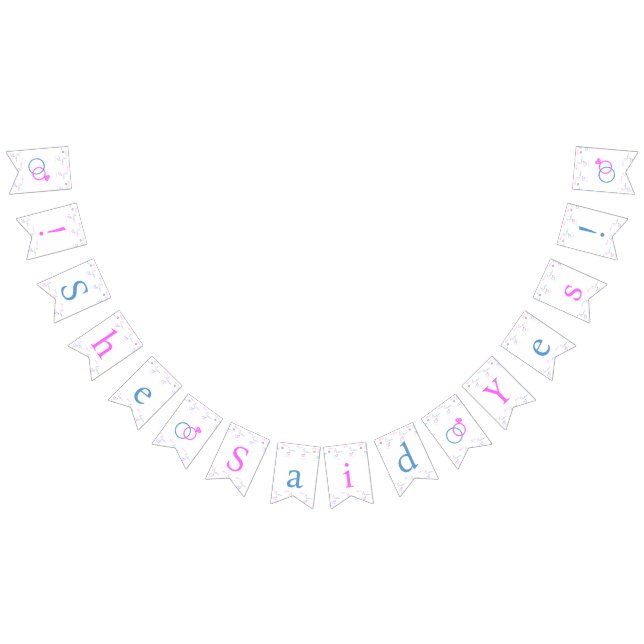 Pink Blue Wedding Rings Sie sagte ja Brautparty Wimpelkette (Alle)