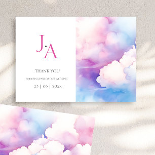Pink Blue White Clouds Monogram Wedding Danke