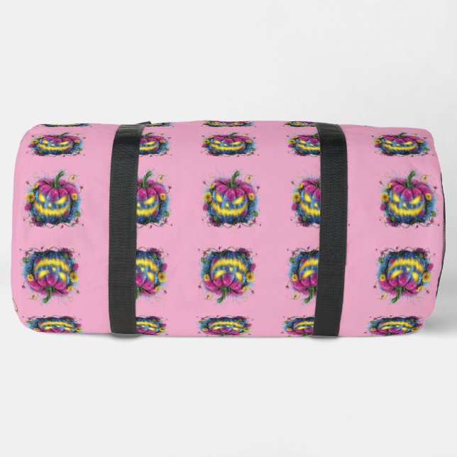 Pink Blue Yellow Spuk Bloom Pumpkin Duffle Bag (Unterseite)