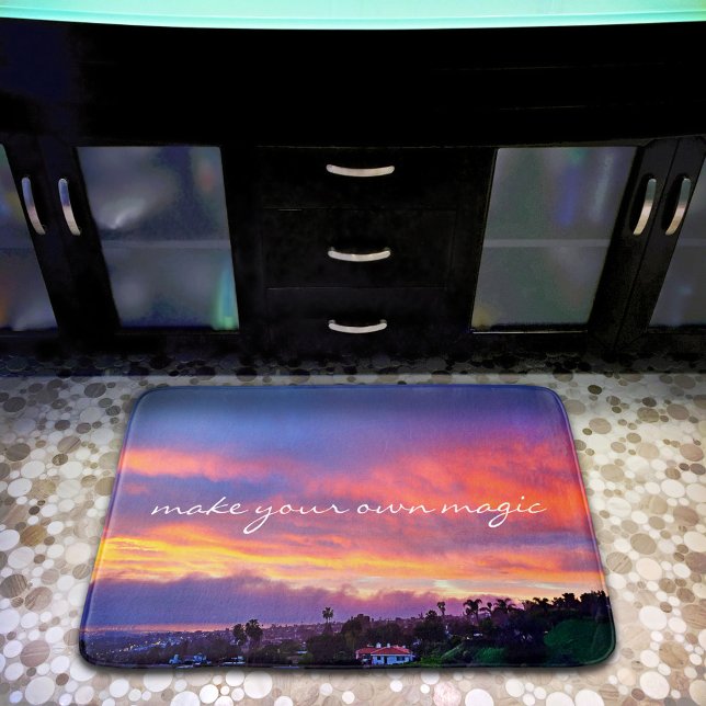 Pink Blue Yellow Sunset macht Ihr eigenes Zaubersk Badematte (Von Creator hochgeladen)