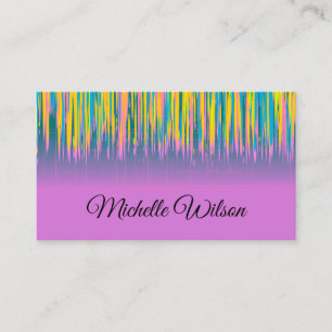Pink Blue Yellow Watercolor Paint Visitenkarte