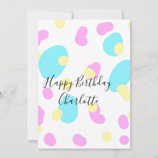 Pink blue yellowhappy birthday kids shapes abstrac einladung