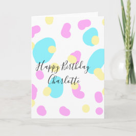 Pink blue yellowhappy birthday kids shapes abstrac karte
