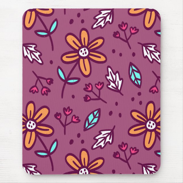 Pink Blume Art Pattern Ästhetische Blume PNG Tradi Mousepad (Vorne)