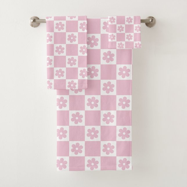 Pink-Blume Badhandtuch Set (Insitu)
