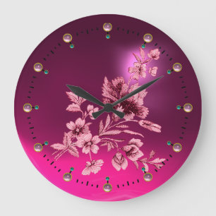 PINK BLUME BOUQUET MIT VORSICHT GROßE WANDUHR