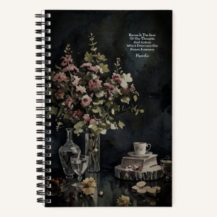 Pink Blume Bouquet Teacup Karma Quote Journal Notizbuch