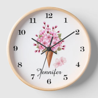 Pink Blume Bouquet Wall Clock Uhr