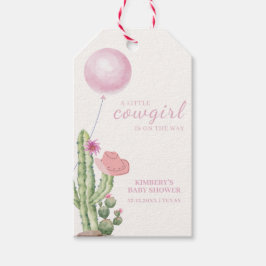 Pink Blume Cactus Balloon Cowgirl Babydusche Geschenkanhänger