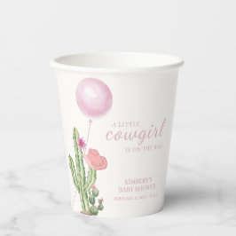 Pink Blume Cactus Balloon Cowgirl Babydusche Pappbecher