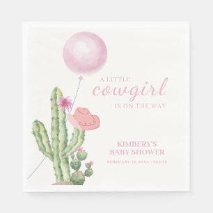 Pink Blume Cactus Balloon Cowgirl Babydusche Serviette