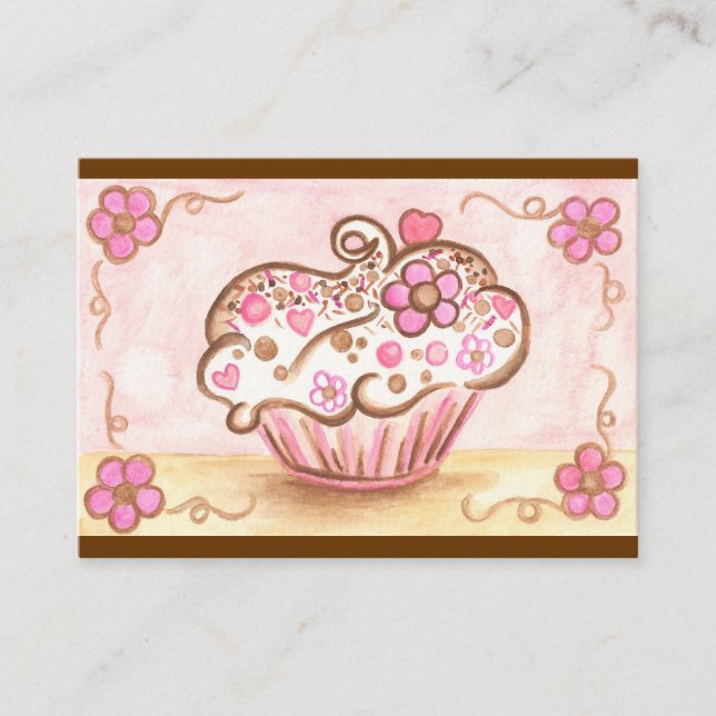 Pink Blume Cupcake Bäckerei Business Cards Visitenkarte (Vorderseite)
