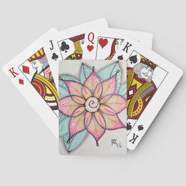 Pink Blume Design Playing Cards Spielkarten (Rückseite)