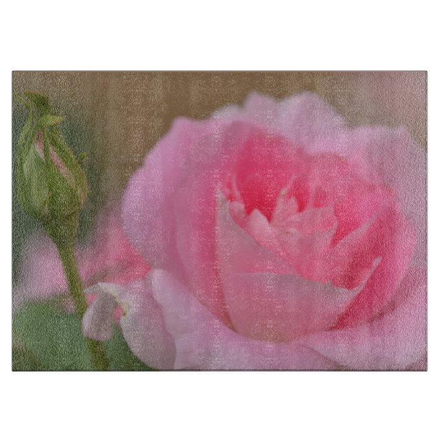 Pink Blume Glasschneider Schneidebrett (Vorderseite)