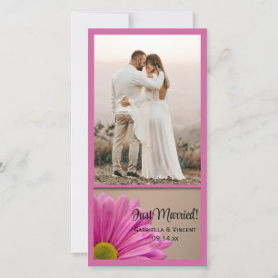 Pink Blume Just Married Wedding Foto Card Ankündigung