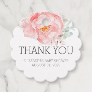 Pink Blume Kinderdusche Danke Ihnen für die Tags Geschenkanhänger