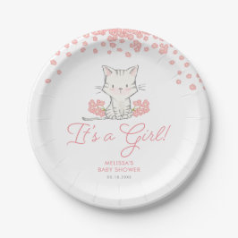Pink Blume Kitten Girl Babydusche Pappteller