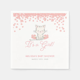 Pink Blume Kitten Girl Babydusche Serviette