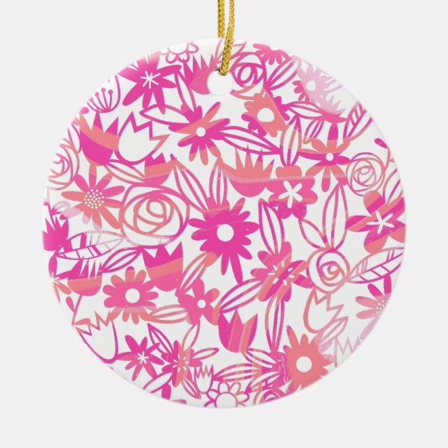 PINK BLUME LACE KERAMIK ORNAMENT (Vorne)