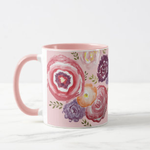 Pink Blume Malerei Bouquet Kaffee Tasse