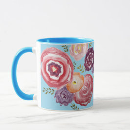 Pink Blume Malerei Bouquet Kaffee Tasse