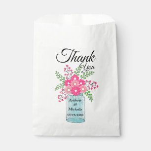 Pink Blume Mason Jar Vielen Dank Geschenktütchen