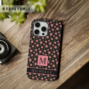 Pink-Blume mit Blütenfarbe für Schwarze Punkte iPhone 15 Pro Max Hülle