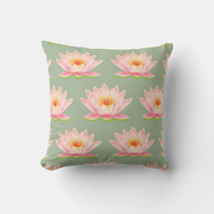 Pink Blume Pattern auf Laurel Green Throw Kissen