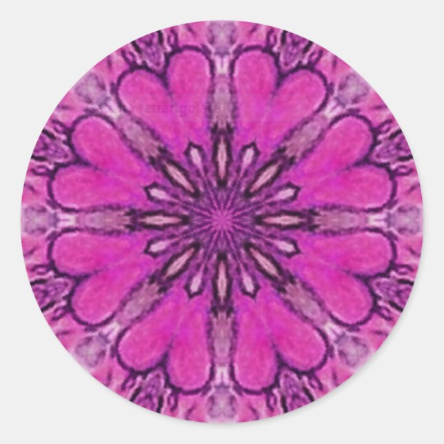 PINK BLUME PETALS MIT HERZEN, violett, lila weiß Runder Aufkleber (Vorderseite)
