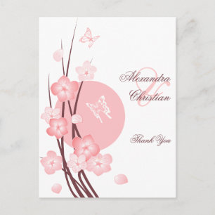 Pink Blume Schmetterling Danke Postkarte