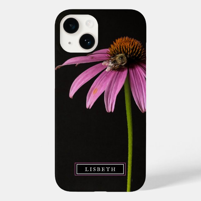 Pink Blume und Bumble Bee iPhone Case (Rückseite)