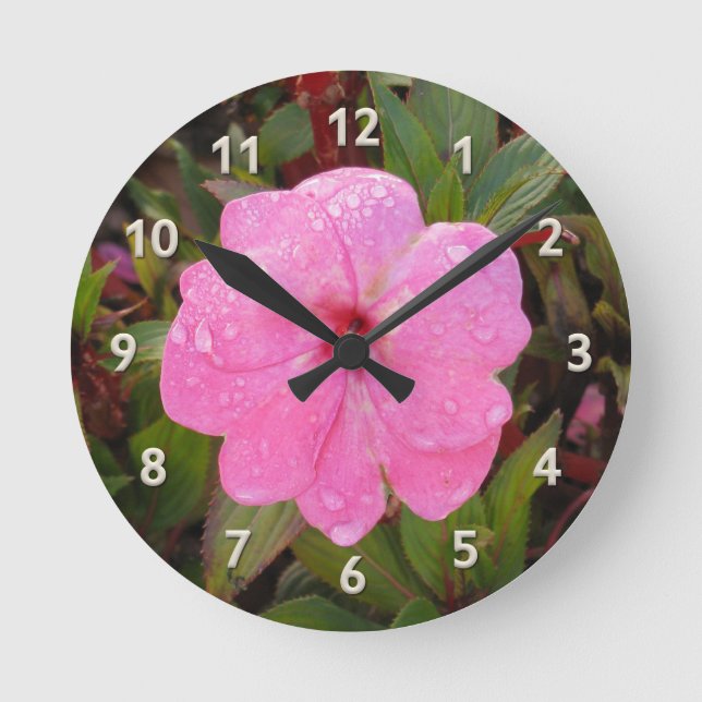 Pink Blume Wanduhr (Vorderseite)