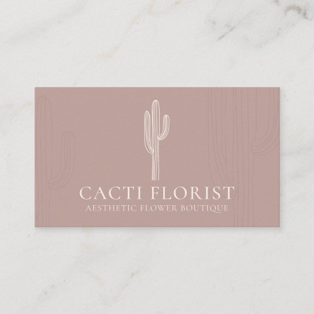 Pink Blush Abstrakt Boho Cacti Visitenkarte (Vorderseite)