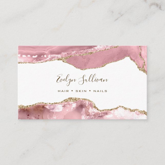 Pink Blush Agate Business Card Visitenkarte (Vorderseite)